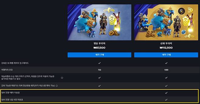 - 신화 꾸러미 보상으로&nbsp; 베타 이용권이 주어진다&nbsp;