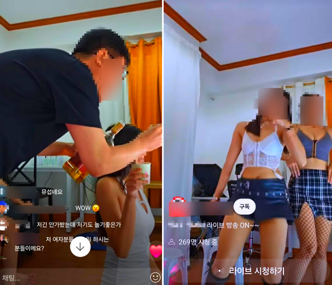 해외 유흥업소 여성들이 한국인 유튜버 채널 생중계 방송에 출연하고 있다 / 사진=유튜브 캡쳐