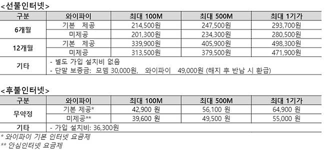 LG유플러스 인터넷 상품. /자료=LG유플러스