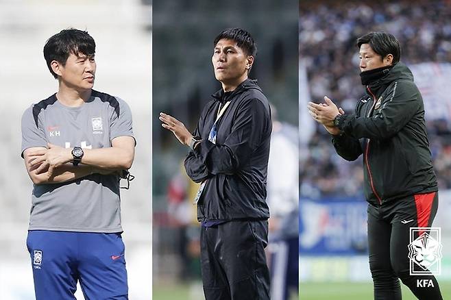 박건하(왼쪽부터), 김동진, 김진규. 사진 | 대한축구협회