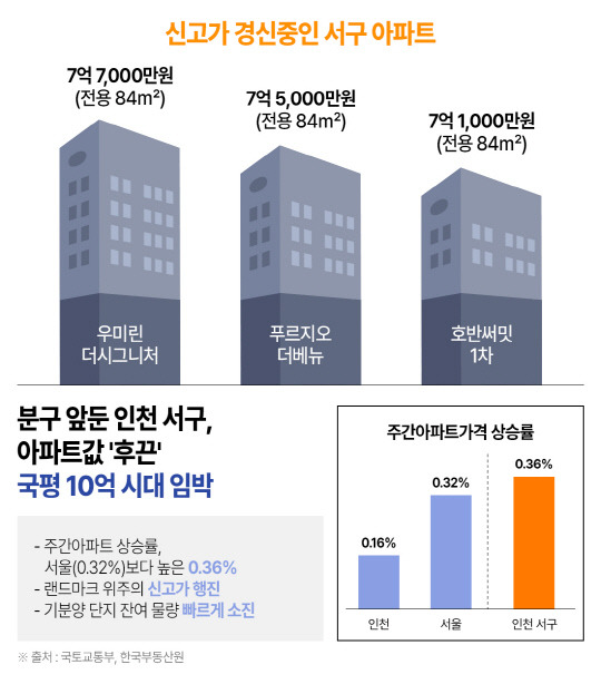 신고가 경신중인 서구 아파트 인포그래픽