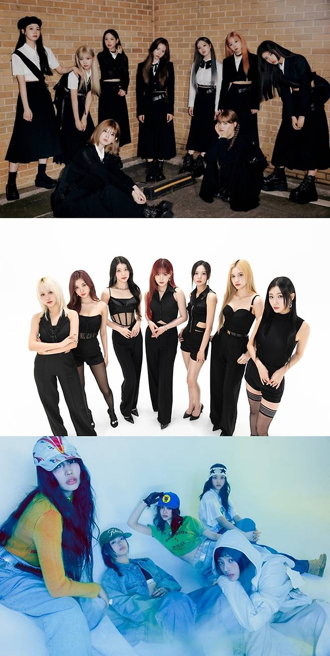 니쥬-케플러-뉴진스. 사진ㅣJYP엔터테인먼트, 웨이크원, 어도어