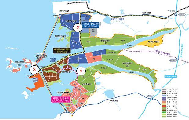 새만금 SOC사업 적정성 검토 결과로 제시한 총 19개 사업별 개선 과제의 후속조치와 SOC사업의 추진 방안을 심도있게 논의할 계획이다. 사업 계획도 / 자료 제공=국토교통부