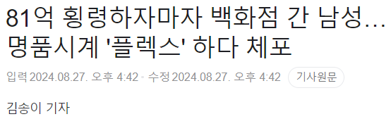 image.png 81억 횡령하자마자 백화점서 시계 사다 체포된 남성 ㄷㄷㄷㄷㄷㄷㄷ