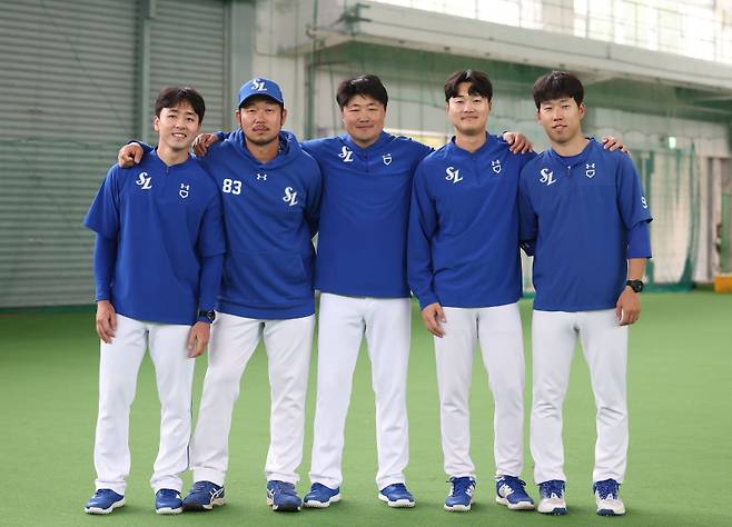 지난 2월 일본 오키나와 스프링캠프 당시 삼성 컨디셔닝팀. 삼성 제공