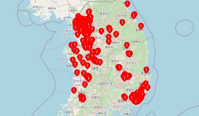 샤진=딥페이크 피해학교 지도 캡처