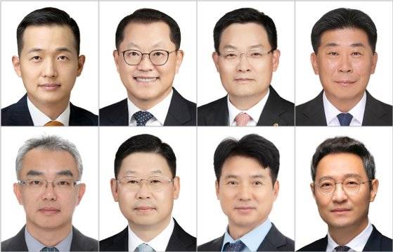 윗줄 왼쪽부터 김동관, 김희철, 손재일, 이재규, 문경원, 이구영, 류양식, 김종호 신임 대표이사. 한화