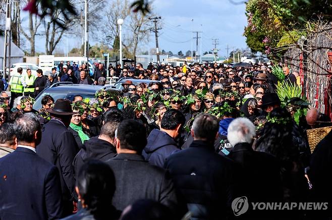 뉴질랜드 북섬 응아루아와히아에 몰려든 마오리 왕 조문객들 [AFP 연합뉴스 자료사진. 재판매 및 DB 금지]