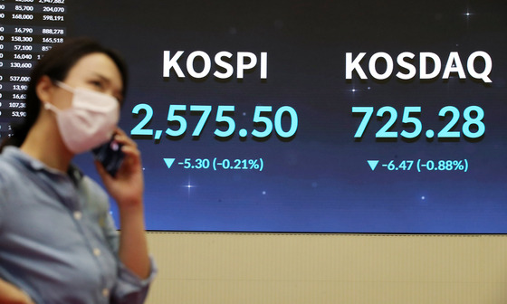 A screen at the Korea Exchange in western Seoul shows the Kospi closing on Thursday. [NEWS1]