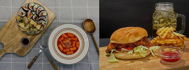 항공샷(왼쪽)과 로우샷 촬영 예시 [배달의민족 제공]