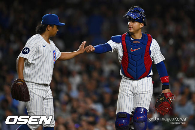 [사진] 시카고 컵스 이마나가 쇼타, 미겔 아마야. ⓒGettyimages(무단전재 및 재배포 금지)