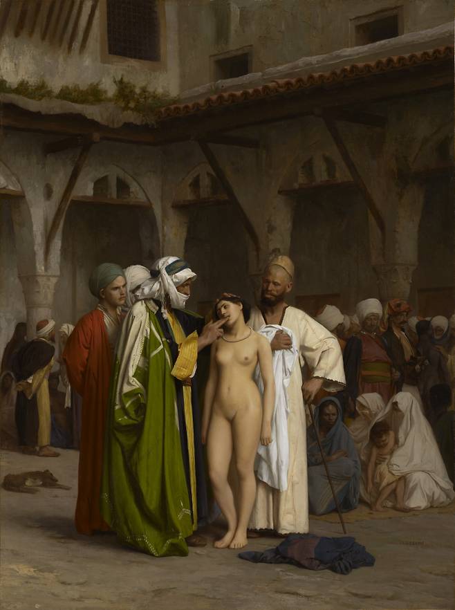장 레옹 제롬, 노예시장, 1866, 캔버스에 유채, 84.8x63.5cm, 클라크 미술관