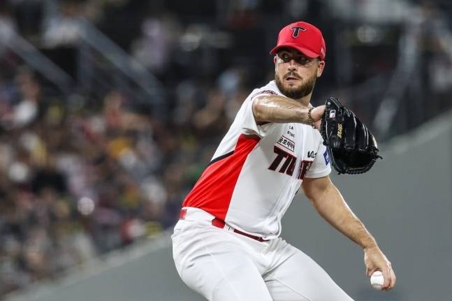 7일 키움 히어로즈전에서 KBO리그 데뷔 첫 승을 거둔 에릭 스타우트(KIA 타이거즈). (KIA 제공)