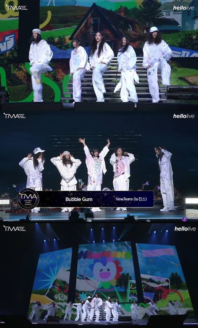 뉴진스. 사진ㅣ2024 TMA 방송 캡처