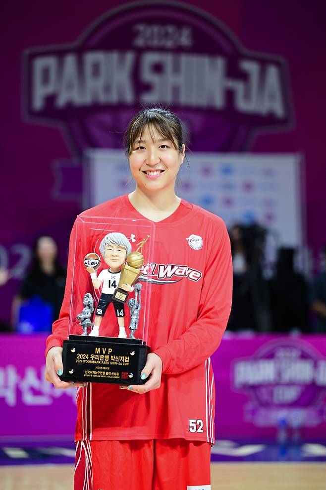 MVP 받은 후지쓰의 미야자와 유키 [WKBL 제공. 재판매 및 DB 금지]