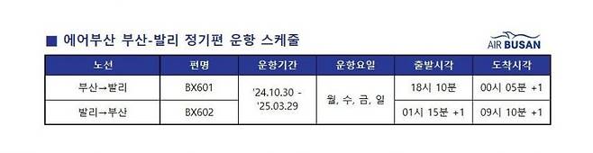 에어부산이 김해공항서 부산-발리 노선 신규 취항한다.