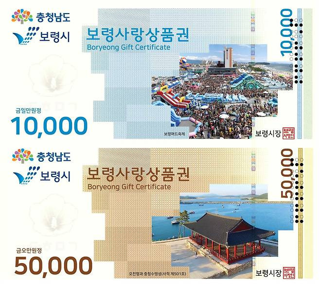 지류형 보령사랑상품권 ⓒ보령시