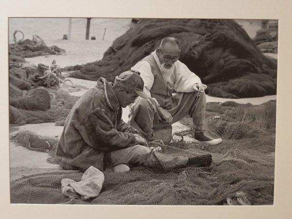 정인성 사진작가가 1956년에 찍은 ‘부산 다대포. 그물 손질 노인’.