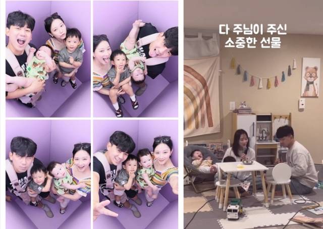 왼쪽은 달빛마을 인스타 계정에 올라온 가족 사진, 오른쪽은 달빛마을 인스타 계정에 업로드된 가족이 찬양하는 영상의 모습. 달빛마을 인스타 캡처