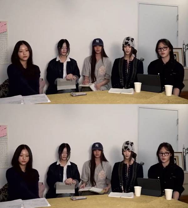 뉴진스는 11일 오후 새로 개설한 유튜브 채널 ‘nwjns’를 통해 ‘뉴진스가 하고 싶은 말’이라는 제목으로 라이브 방송을 진행했다. / 사진 = 유튜브 캡처