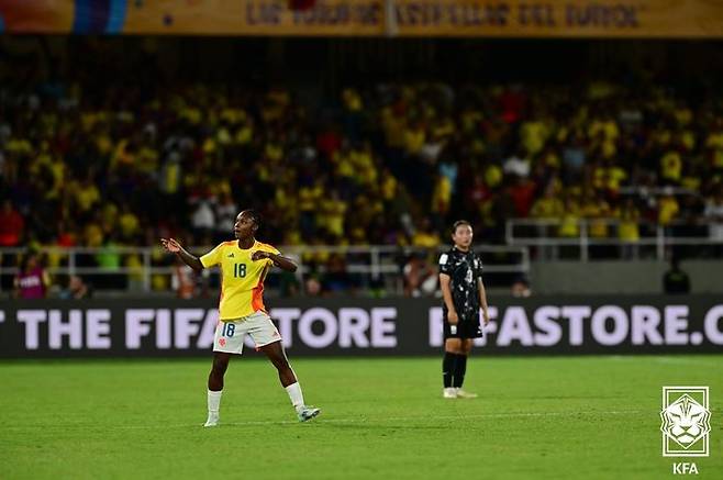 [서울=뉴시스]U-20 여자축구, 콜롬비아에 져 월드컵 8강 진출 실패. (사진=대한축구협회 제공)