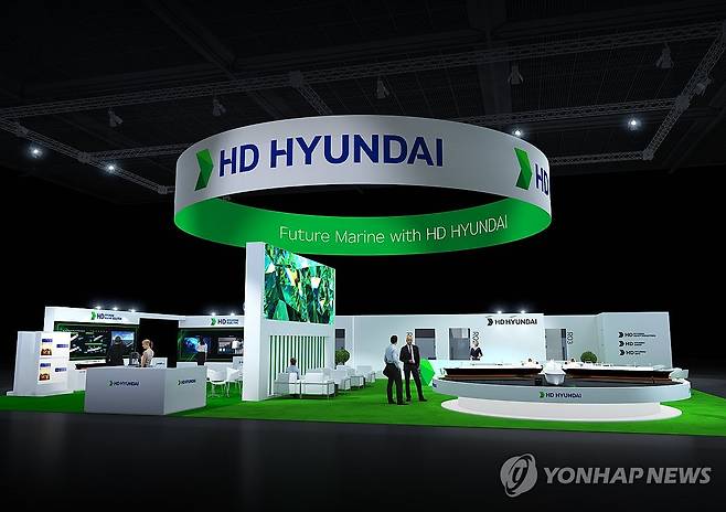 HD현대, 미국 휴스턴에서 열리는 '가스텍 2024' 참가 (서울=연합뉴스) HD현대는 이달 17일부터 20일까지 미국 휴스턴에서 열리는 '가스텍2024'에 참가해  탈탄소·디지털 기술의 미래를 선보인다고 12일 밝혔다. 사진은 '가스텍 2024'에 마련된 HD현대 부스 조감도. 2024.9.12 [HD현대 제공. 재판매 및 DB 금지] photo@yna.co.kr