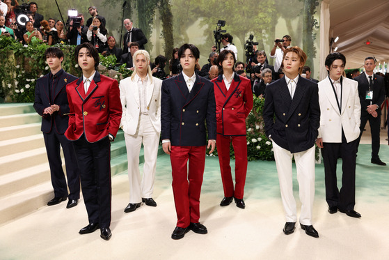 Boy band Stray Kids at the Met Gala on May 6 [REUTERS/YONHAP]