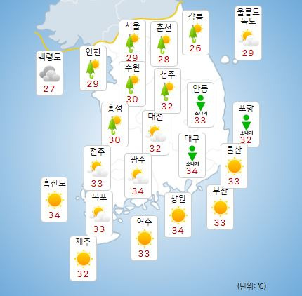 ⓒ기상청: 오늘(14일) 오후 전국날씨