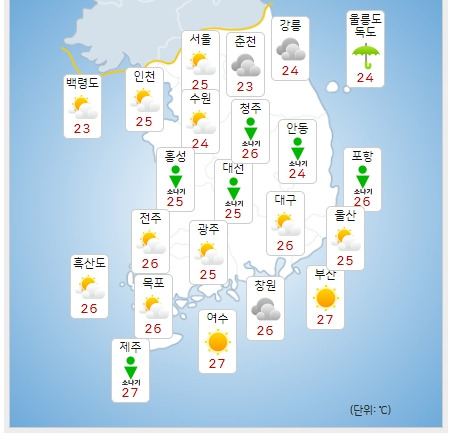 ⓒ기상청: 내일(18일) 오전 전국날씨