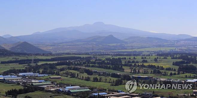 금오름 정상에서 바라본 한라산 [연합뉴스 자료사진]