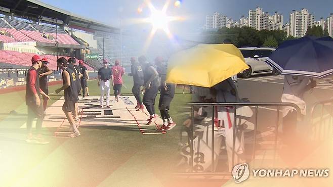 폭염 견디는 프로야구…선수도 관중도 "혹독한 여름" (CG) [연합뉴스TV 제공]