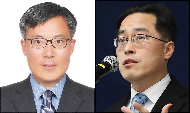 김석우 법무부 차관(왼쪽)과 이진동 대검 차장. 연합뉴스