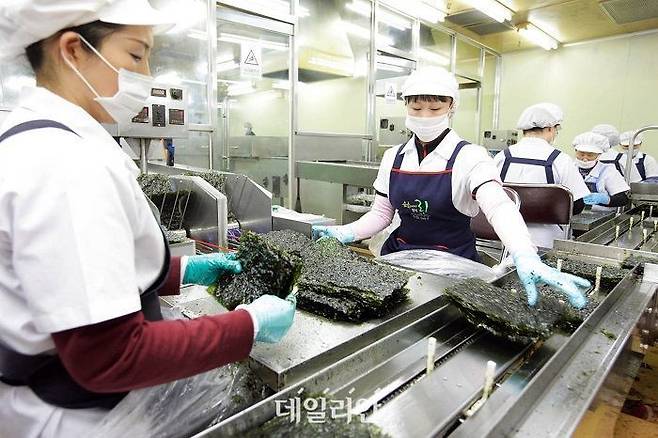 충남 보령시 화산동 조미김 공장에서 직원들이 조미김을 만들고 있다(기사 내용과 관계 없음). ⓒ연합뉴스