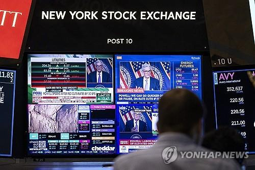 미 뉴욕증권거래소(NYSE)의 텔레비전 중계 화면 ⓒEPA=연합뉴스