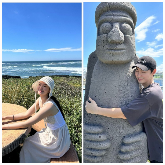 전진이 제주도서 돌하루방과 함께한 일상을 공개했다.사진=류이서 SNS