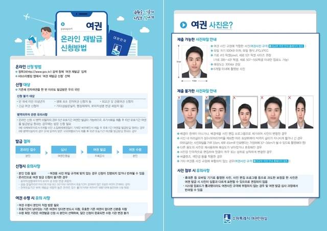 여권 재발급 신청 방법 안내 홍보물. 수원특례시 제공
