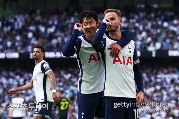 손흥민과 제임스 매디슨 / 사진=Gettyimages 제공