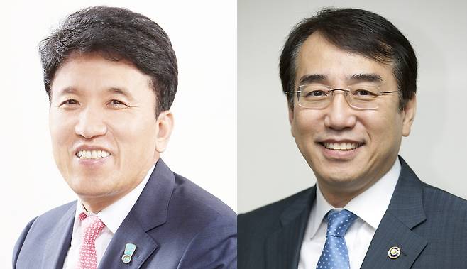 왼쪽부터 함영주 하나금융지주 회장, 이석준 NH농협금융지주 회장 [연합뉴스 자료사진]