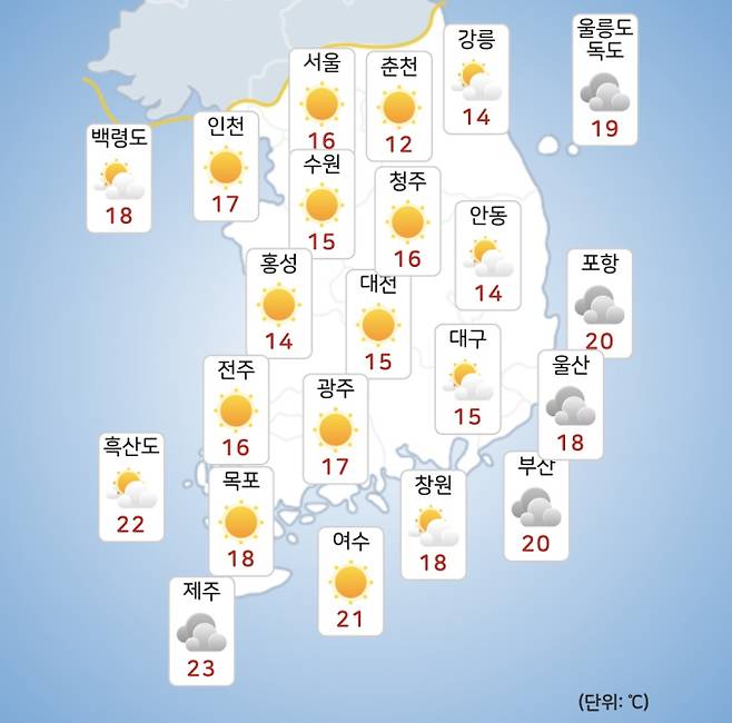 ⓒ기상청: 오늘(24일) 오전 전국날씨