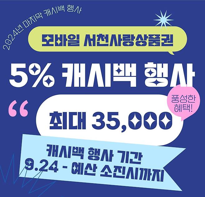 모바일·카드형 서천사랑상품권 5% 환급 재개 [서천군 제공. 재판매 및 DB 금지]