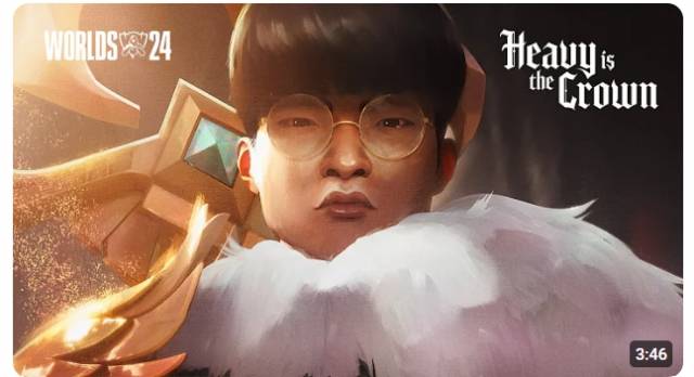 2024 롤드컵 주제곡 ‘Heavy Is The Crown’의 뮤직비디오 썸네일. League of Legends 유튜브 채널 캡처본