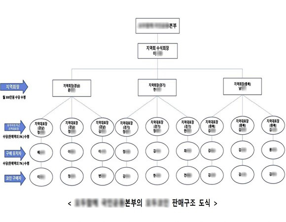 가상화폐 고수익을 미끼로 수백억대 사기 행각을 벌인 일당 조직도. [사진=충북경찰청]