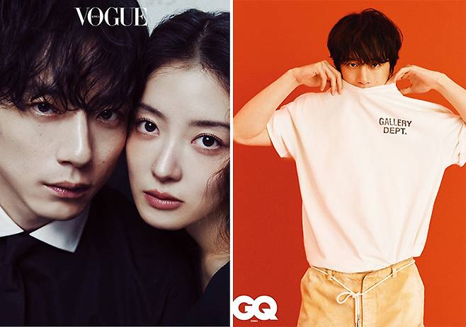 배우 이세영과 사카구치 켄타로. VOGUE KOREA·GQ KOREA 제공