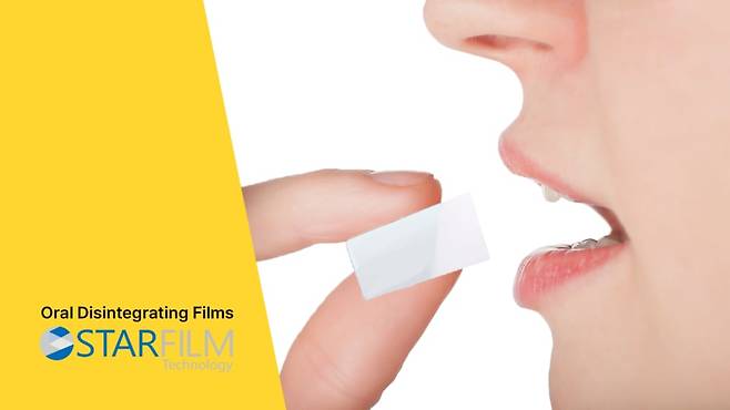 물 없이 입에서 녹여 먹을 수 있는 ODF(구강용해필름, Oral Disintegration Film) 이미지. CMG제약은 ‘스타필름(STARFILM)® 기술’로 명명한 자체 개발 ODF 기술을 보유하고 있다. /차바이오그룹