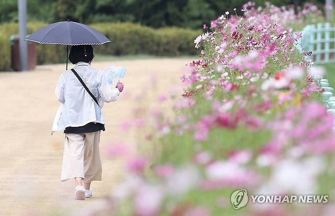 '가을 산책, 그런데 더위를 곁들인' [연합뉴스 자료사진]