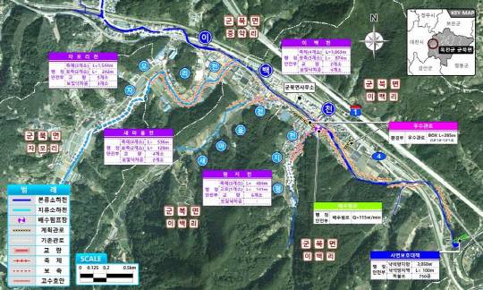 이백지구풍수해생활권종합정비사업 계획도. 옥천군 제공