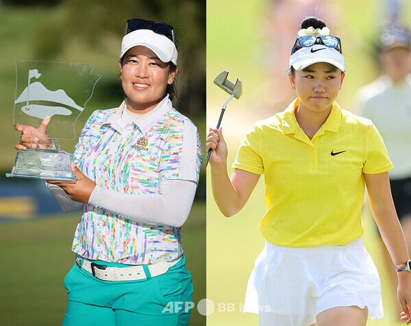 2024년 미국여자프로골프(LPGA) 투어 월마트 NW 아칸소 챔피언십 우승을 차지한 재스민 수완나뿌라, 연장전을 치른 루시 리. 사진제공=ⓒAFPBBNews = News1