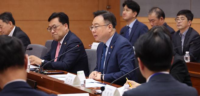 조규홍 보건복지부 장관이 지난 5월31일 종로구 정부서울청사 별관에서 열린 제4차 국민연금기금운용위원회에서 발언하고 있다. 연합뉴스