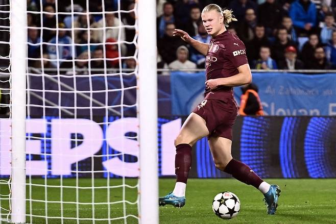 후반 13분 맨시티 엘링 홀란이 3번째 골을 터트렸다. <저작권자(c) 연합뉴스, 무단 전재-재배포, AI 학습 및 활용 금지>