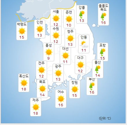 ⓒ기상청: 내일(4일) 오전 전국날씨